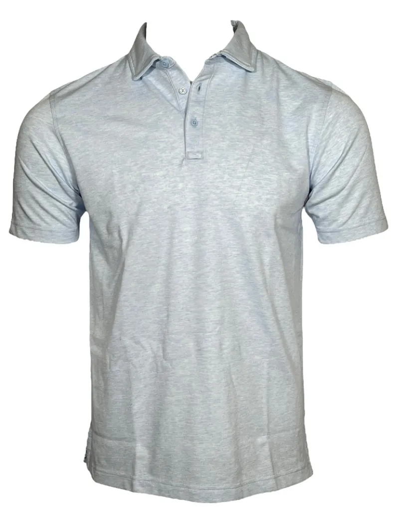 BUTTON DOWN MEN'S TECH POLO - SKY BLUE HEATHER