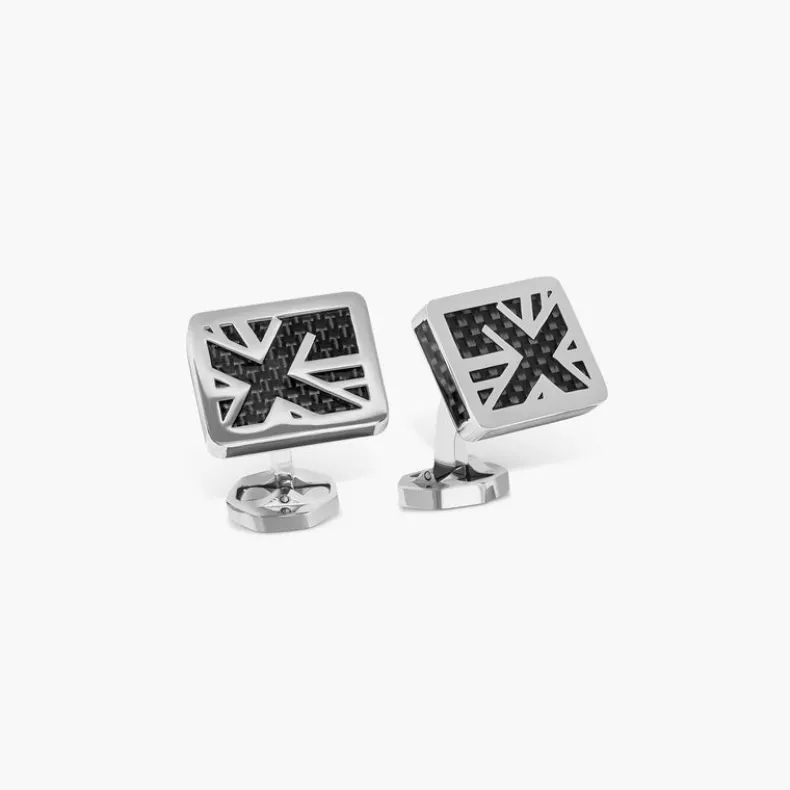TATEOSSIAN CUFF LINKS - UNION JACK IN STAINLESS STEEL