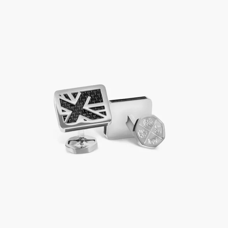 TATEOSSIAN CUFF LINKS - UNION JACK IN STAINLESS STEEL