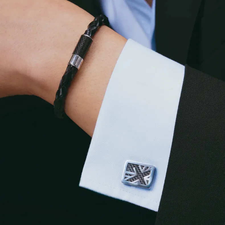 TATEOSSIAN CUFF LINKS - UNION JACK IN STAINLESS STEEL
