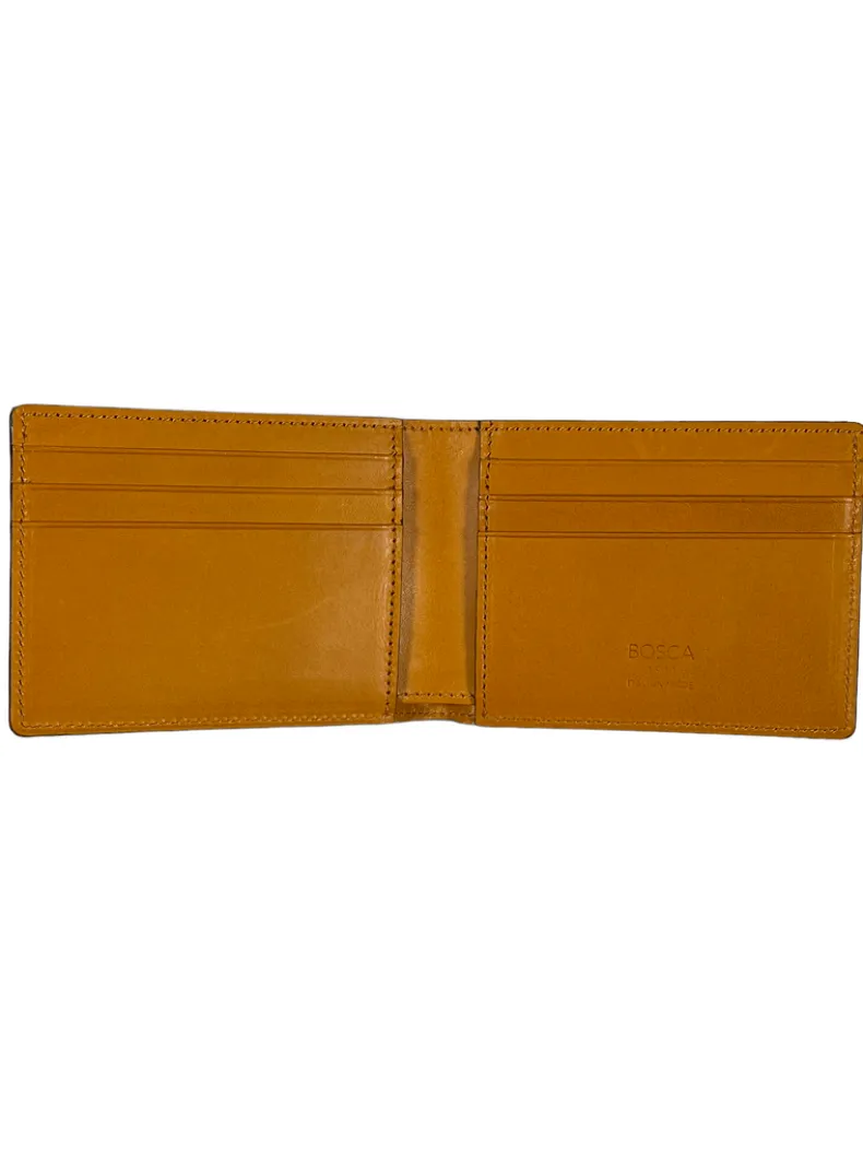 BOSCA 1911 ITALO CONTRAST SMALL BIFOLD WALLET - DARK BROWN