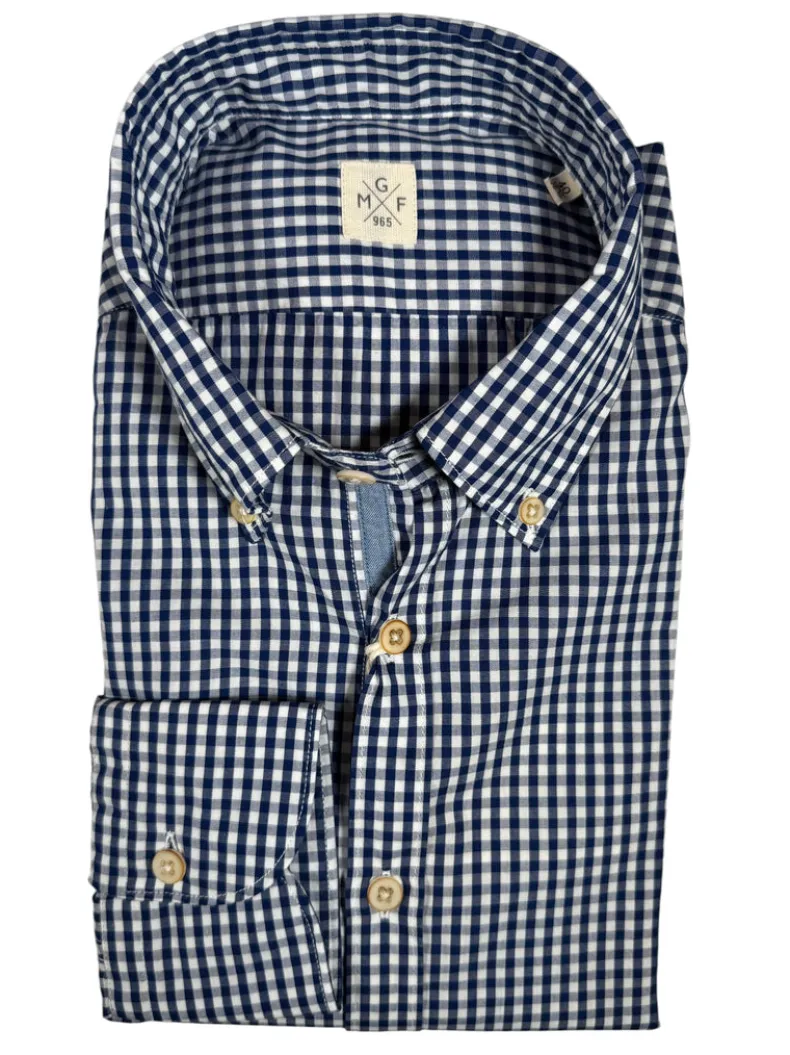 GMF 965 MEN'S COTTON SPORT SHIRT - NAVY CHECK