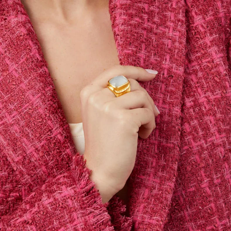 JULIE VOS TUDOR STATEMENT RING - IRIDESCENT CHAMPAGNE