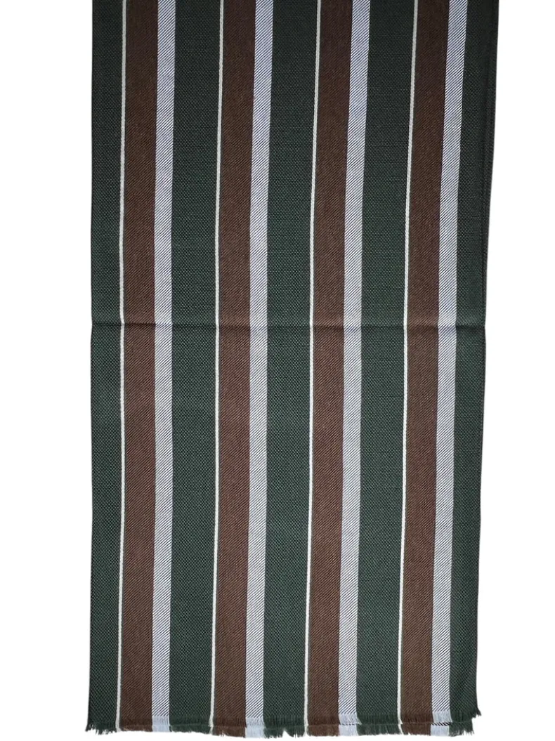 BIGI STRIPES SCARF - OLIVE/CAMEL