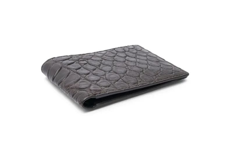 W.KLEINBERG ALLIGATOR BIFOLD WALLET - MATTE BLACK