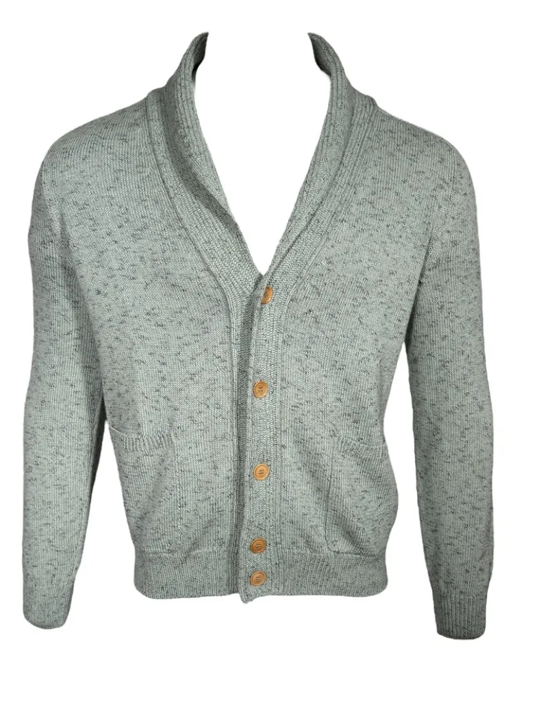 LUCIANO BARBERA SHAWL COLLAR CARDIGAN - MINTY GREY