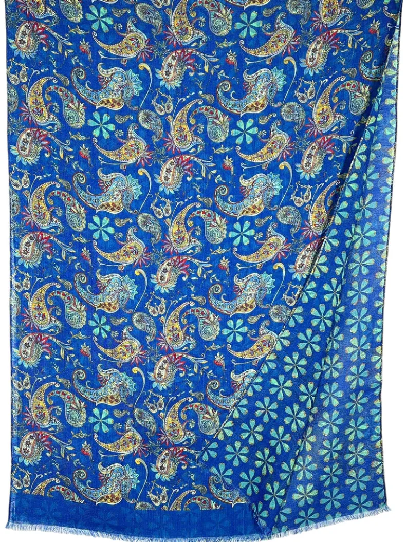 CALABRESE 1924 DOUBLE SIDED WOOL SCARF - NAVY PAISLEY