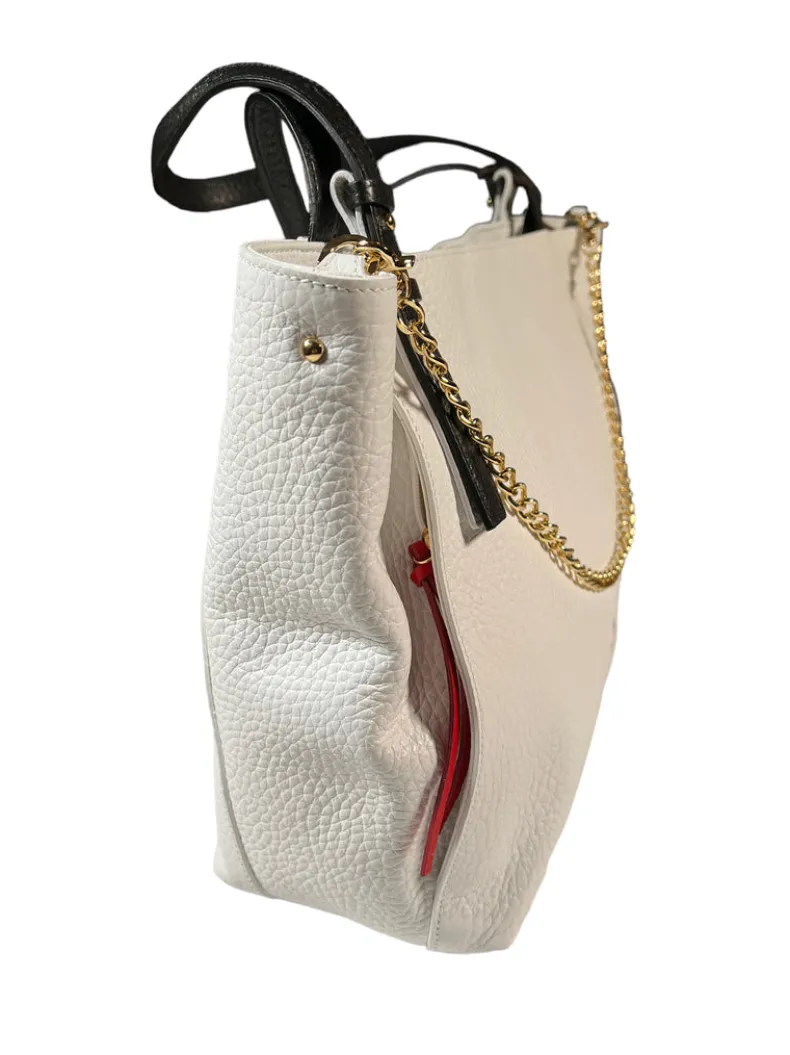 CUOIERIA FIORENTINA COQUETTE SHOPPING BAG - WHITE