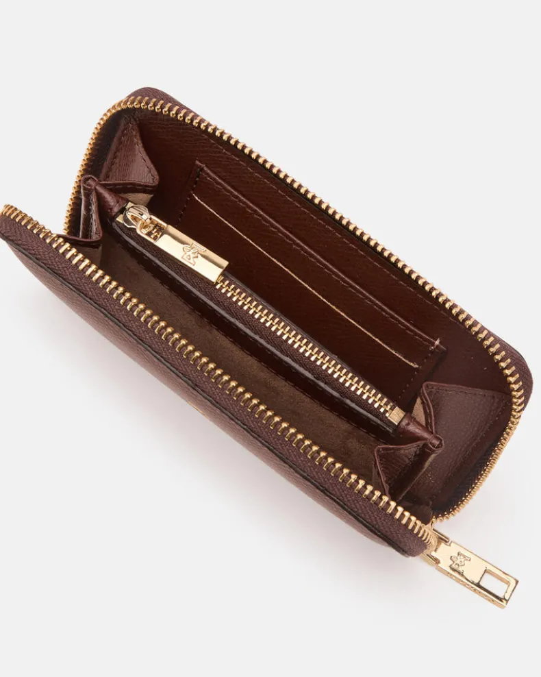 CUOIERIA FIORENTINA SMALL ZIP AROUND WALLET - CIOCCOLATO