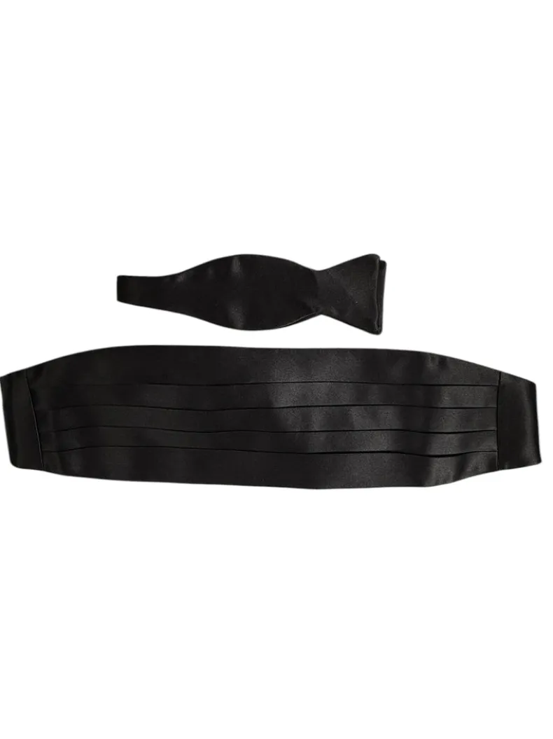 DION SILK FORMAL CUMMERBUND & BOWTIE SET - BLACK