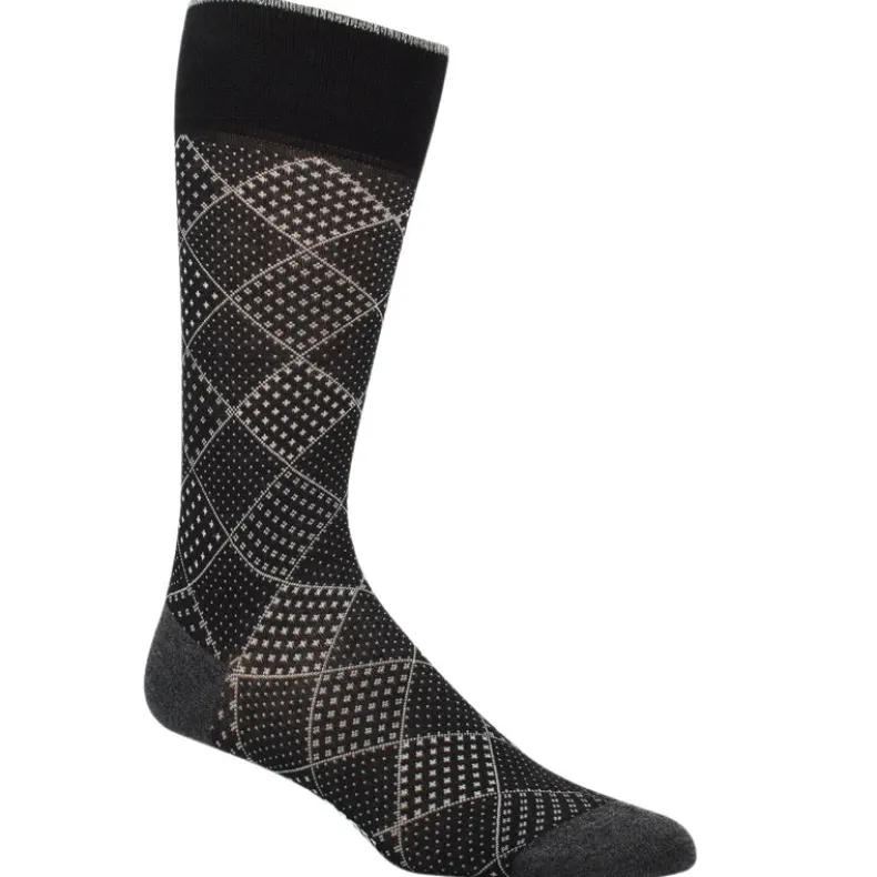 DION MID-CALF MEN'S SOCK - VINTAGE CHECK - BLACK