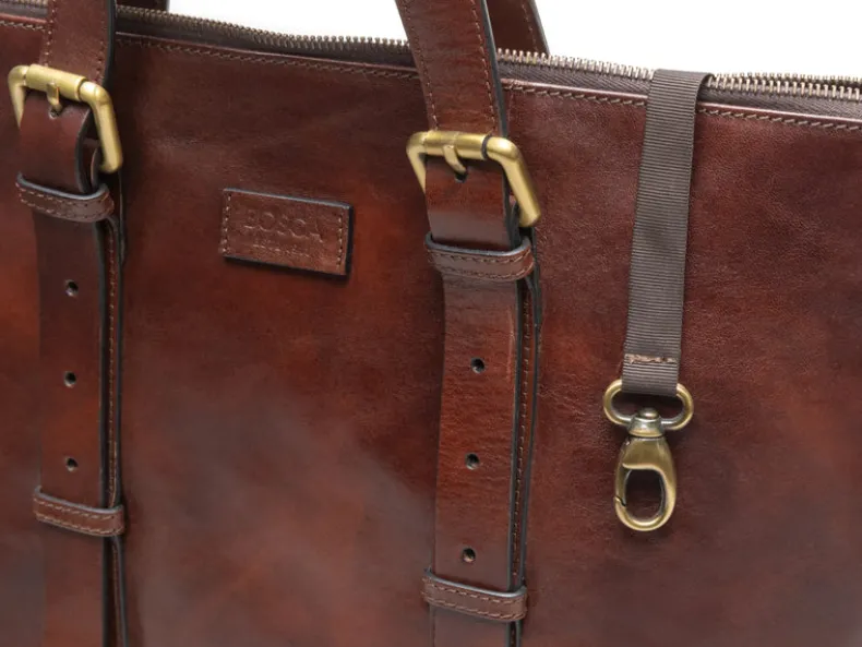 BOSCA 1911 BRENTA TOTE - DARK BROWN