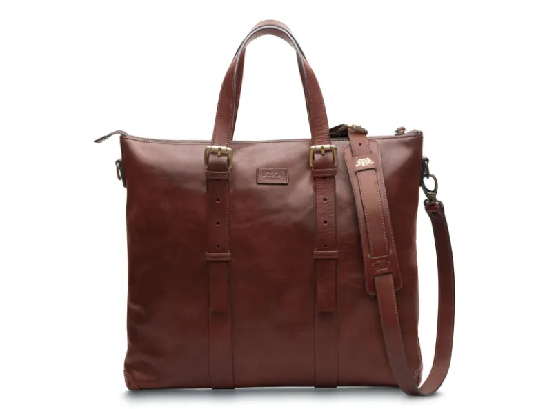 BOSCA 1911 BRENTA TOTE - DARK BROWN