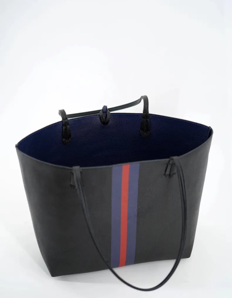 REMI/REID DEPARTURE STRIPE REVERSIBLE TOTE BAG - BLACK/NAVY