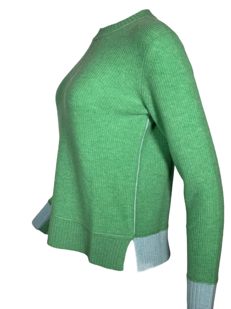 KINROSS CONTRAST TRIM RIB CREW SWEATER - JADE