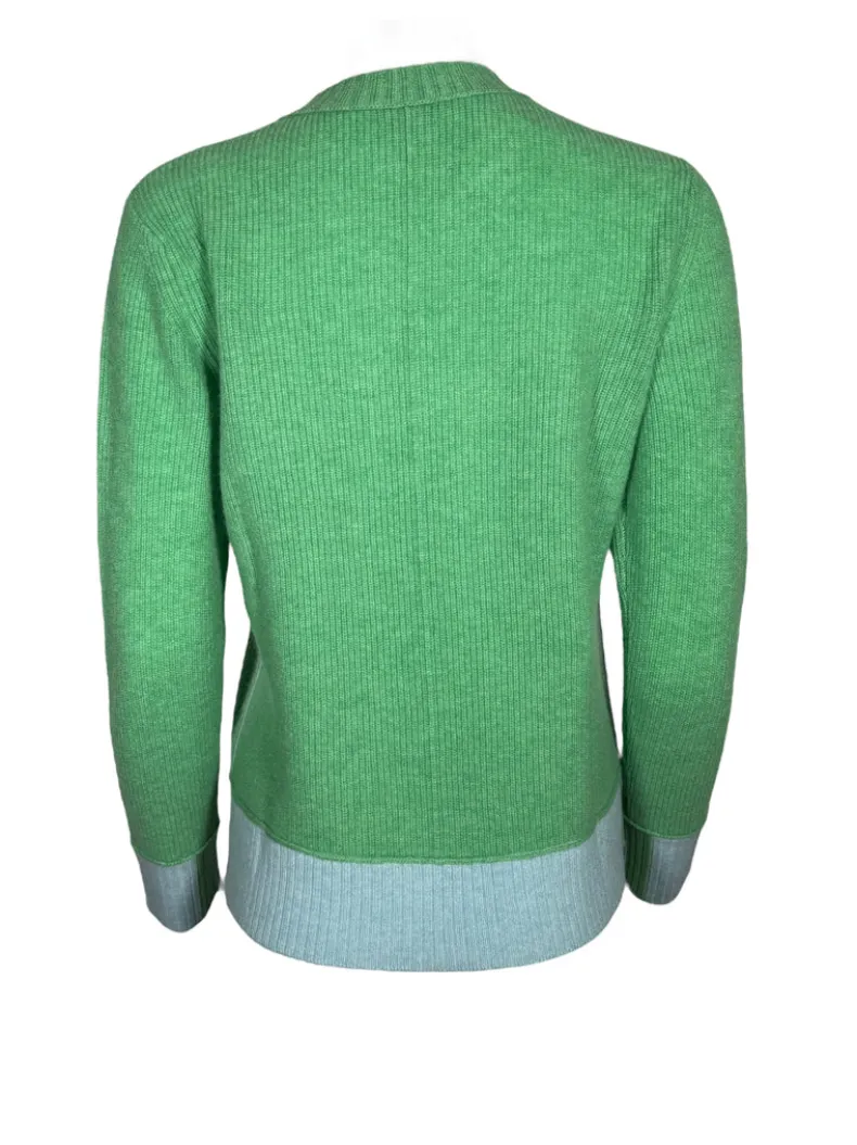 KINROSS CONTRAST TRIM RIB CREW SWEATER - JADE