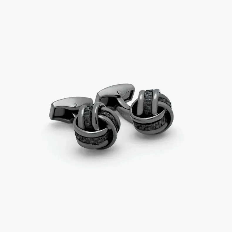 TATEOSSIAN CUFF LINKS - KNOT WITH BLACK CARBON FIBRE