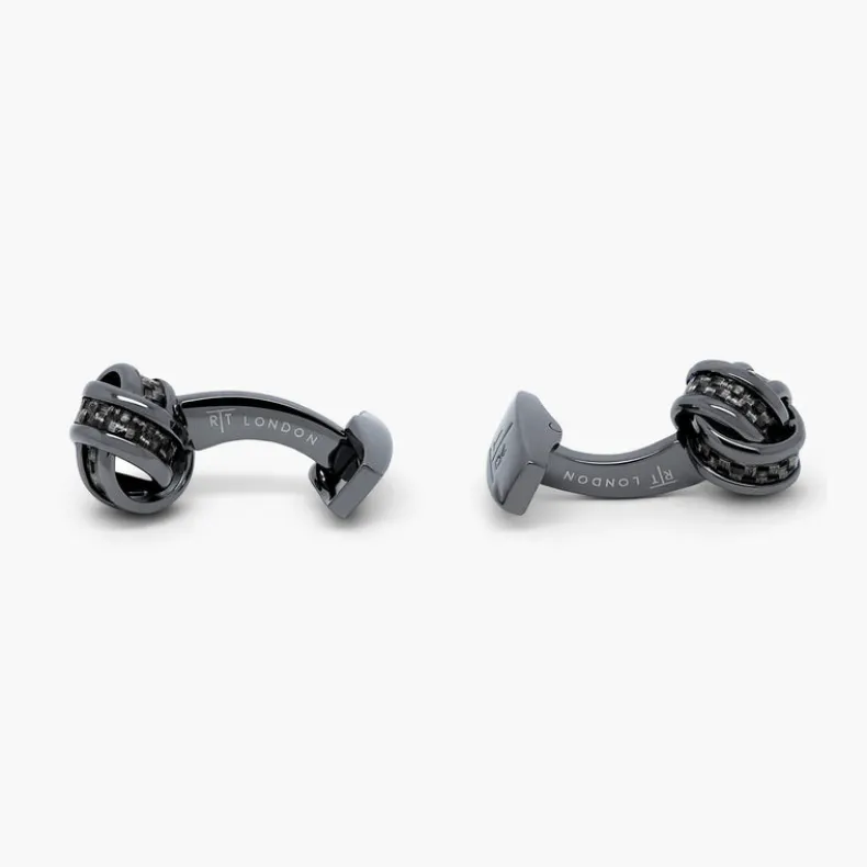 TATEOSSIAN CUFF LINKS - KNOT WITH BLACK CARBON FIBRE