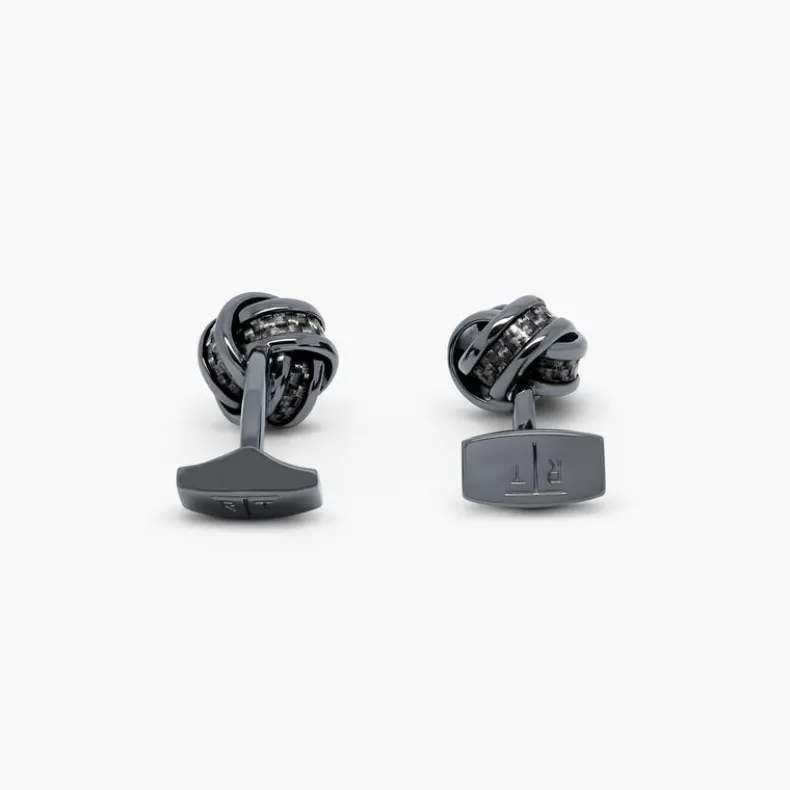 TATEOSSIAN CUFF LINKS - KNOT WITH BLACK CARBON FIBRE