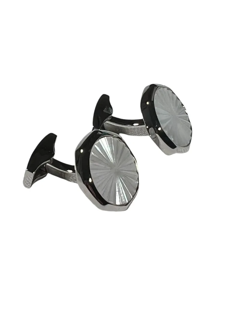 TATEOSSIAN CUFF LINKS - WHITE MOTHER OF PEARL SUNBURST