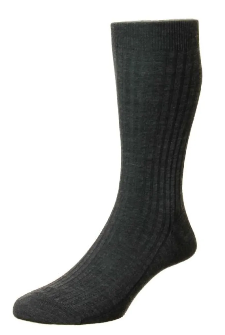 PANTHERELLA LABURNUM MEN'S MERINO OVER CALF SOCK - CHARCOAL