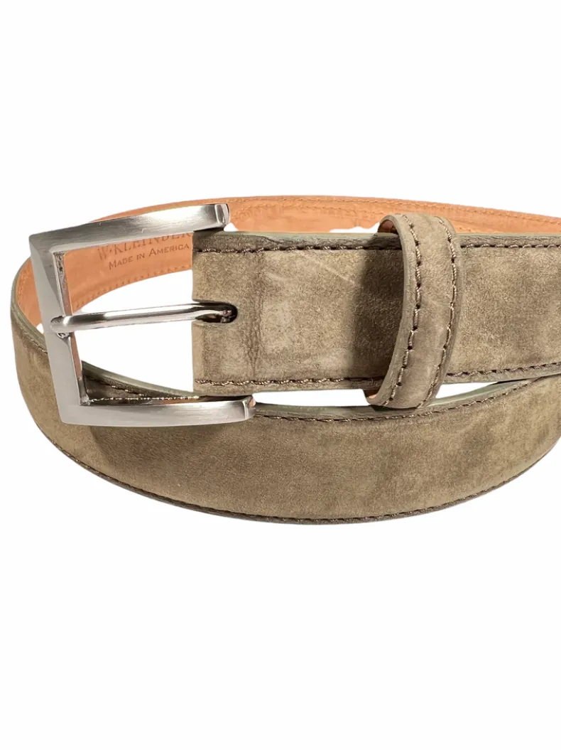 W.KLEINGBERG BELT - SAGE WITH CHOCOLATE STITCHING