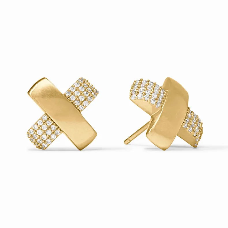 JULIE VOS CATALINA X PAVE STUD EARRING - PAVE CUBIC ZIRCONIA
