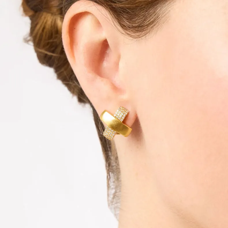 JULIE VOS CATALINA X PAVE STUD EARRING - PAVE CUBIC ZIRCONIA