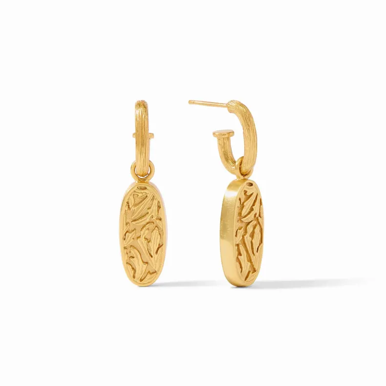 JULIE VOS IVY HOOP & CHARM EARRINGS - IRIDESCENT BAHAMIAN BLUE
