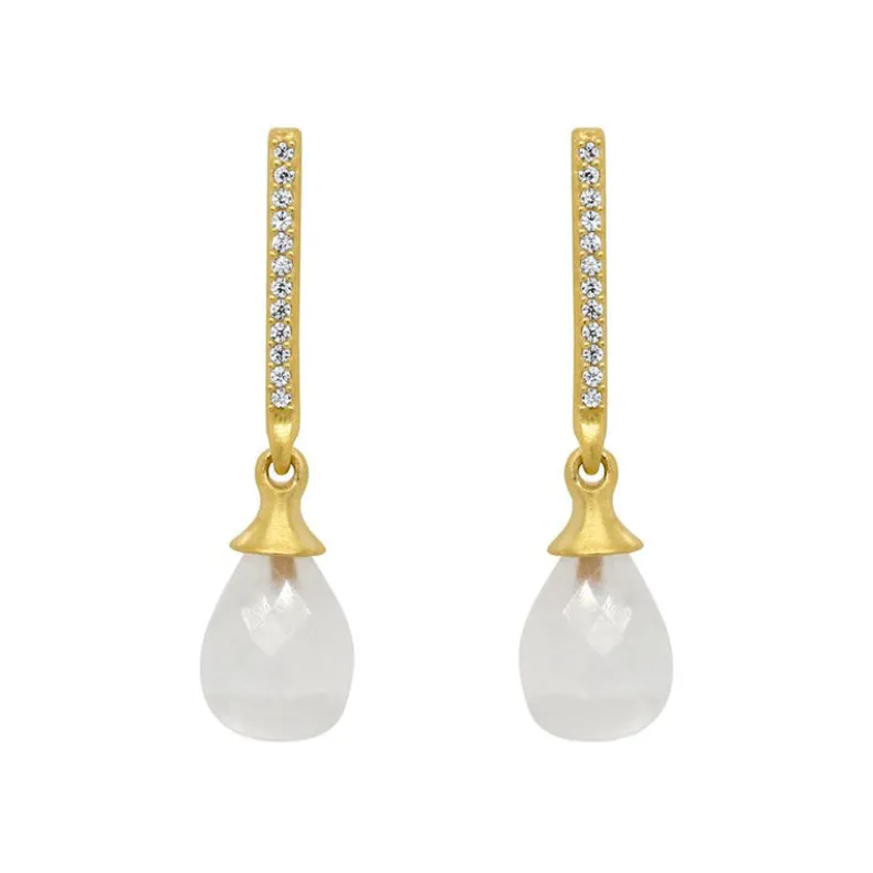 DEAN DAVIDSON GEM/PAVE TEARDROP EARRINGS - MOONSTONE/GOLD