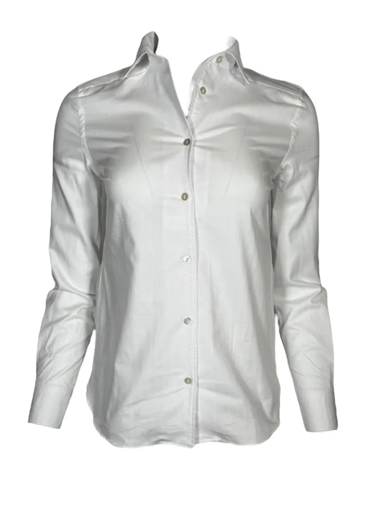 GIANGI NAPOLI WOMEN'S SHIRT - WHITE HERRINGBONE