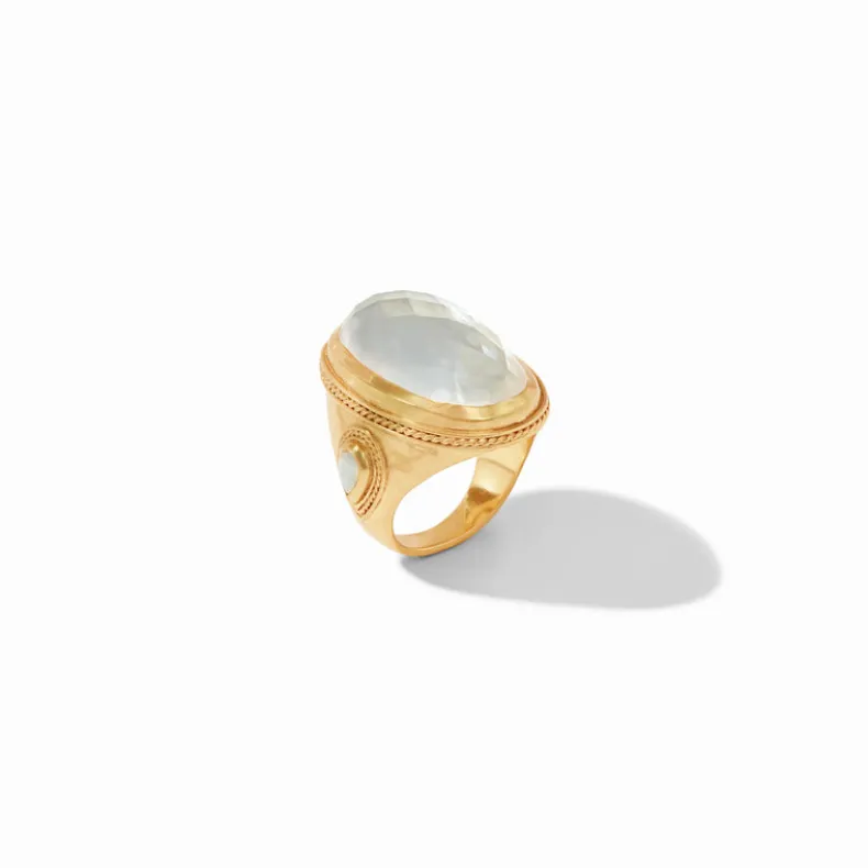 JULIE VOS CANNES STATEMENT RING - IRIDESCENT CHALCEDONY BLUE
