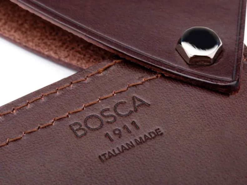 BOSCA 1911 FLIPPER CARD CASE WALLET - DARK BROWN