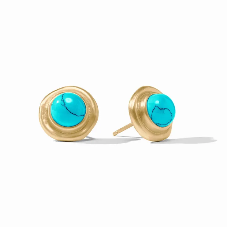 JULIE VOS WAVE STONE STUD - TURQUOISE BLUE