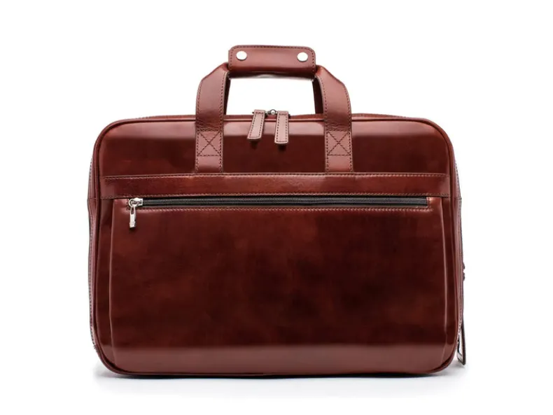 BOSCA 1911 LEATHER SINGLE STRINGER BRIEFCASE - DARK BROWN