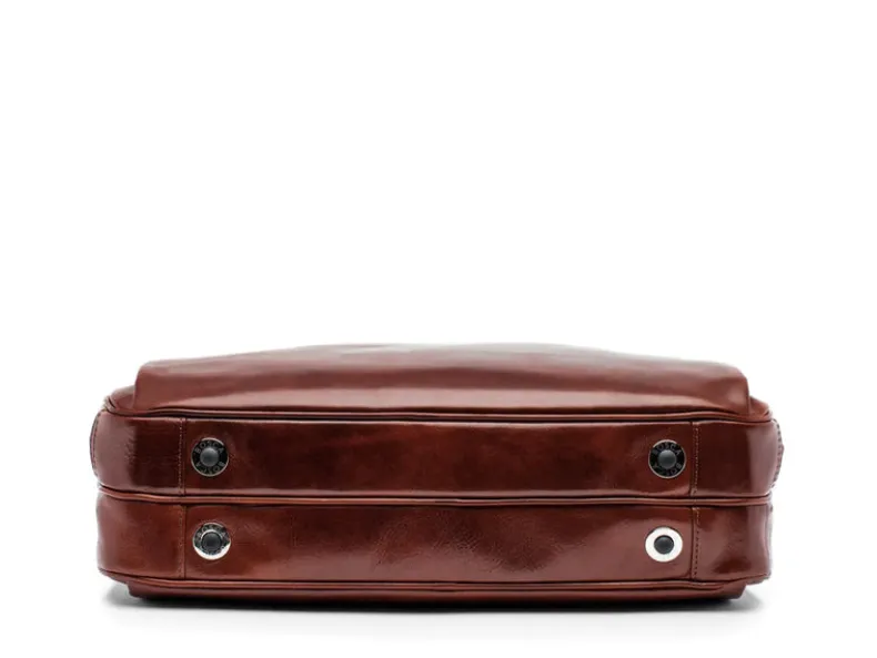 BOSCA 1911 LEATHER SINGLE STRINGER BRIEFCASE - DARK BROWN