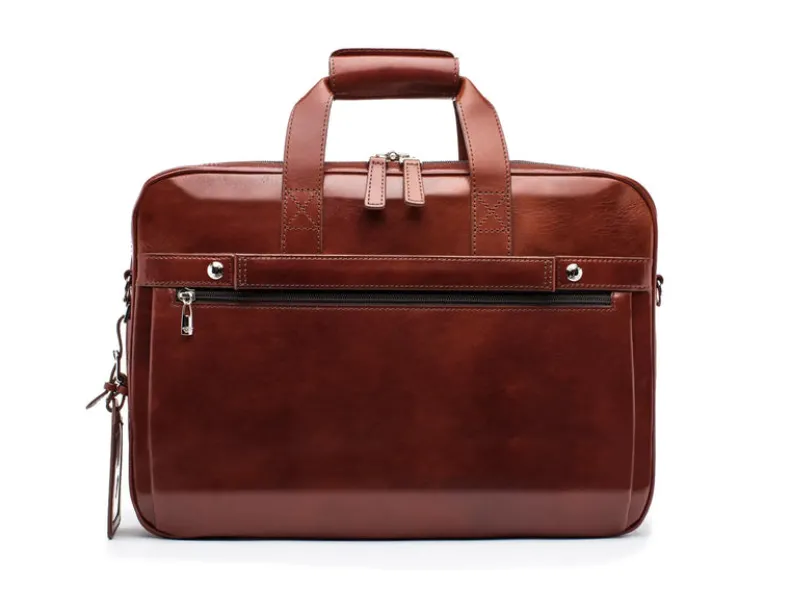 BOSCA 1911 LEATHER SINGLE STRINGER BRIEFCASE - DARK BROWN