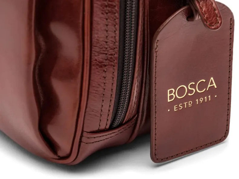 BOSCA 1911 LEATHER SINGLE STRINGER BRIEFCASE - DARK BROWN