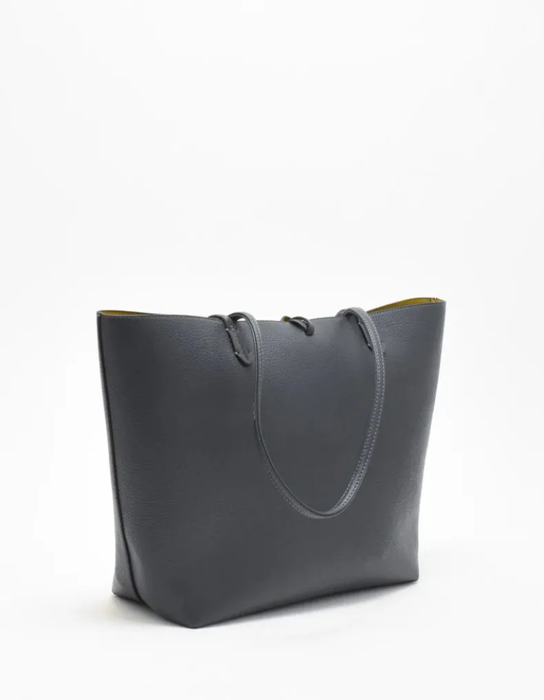 REMI/REID DEPARTURE STRIPE REVERSIBLE TOTE BAG - SLATE/MUSTARD