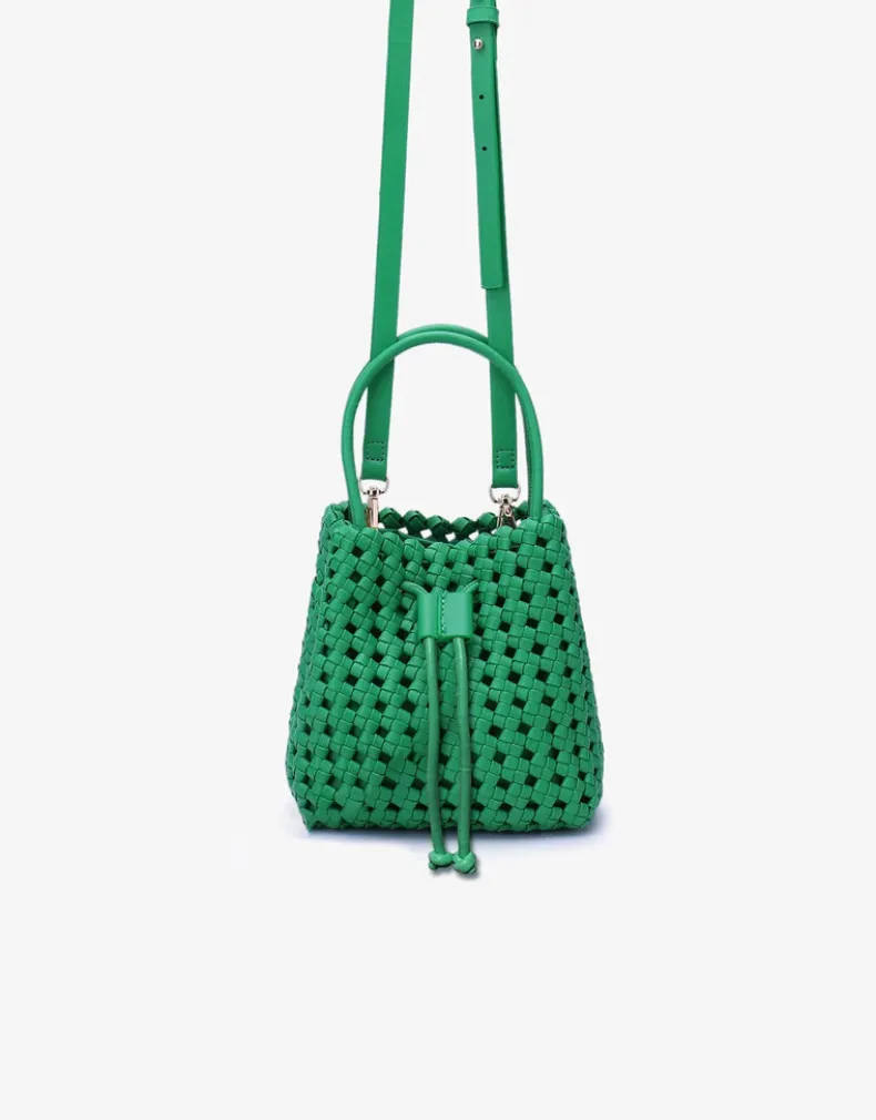 REMI/REID PERRIE BUCKET MINI WOVEN SQUARE BAG - LIME