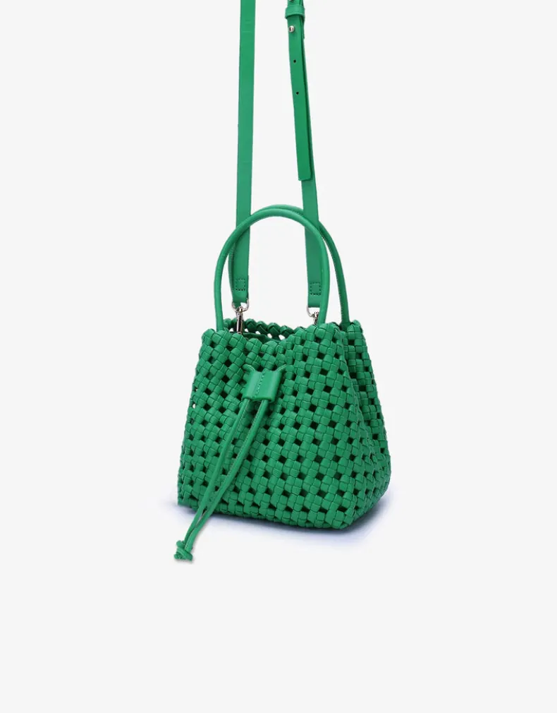 REMI/REID PERRIE BUCKET MINI WOVEN SQUARE BAG - LIME