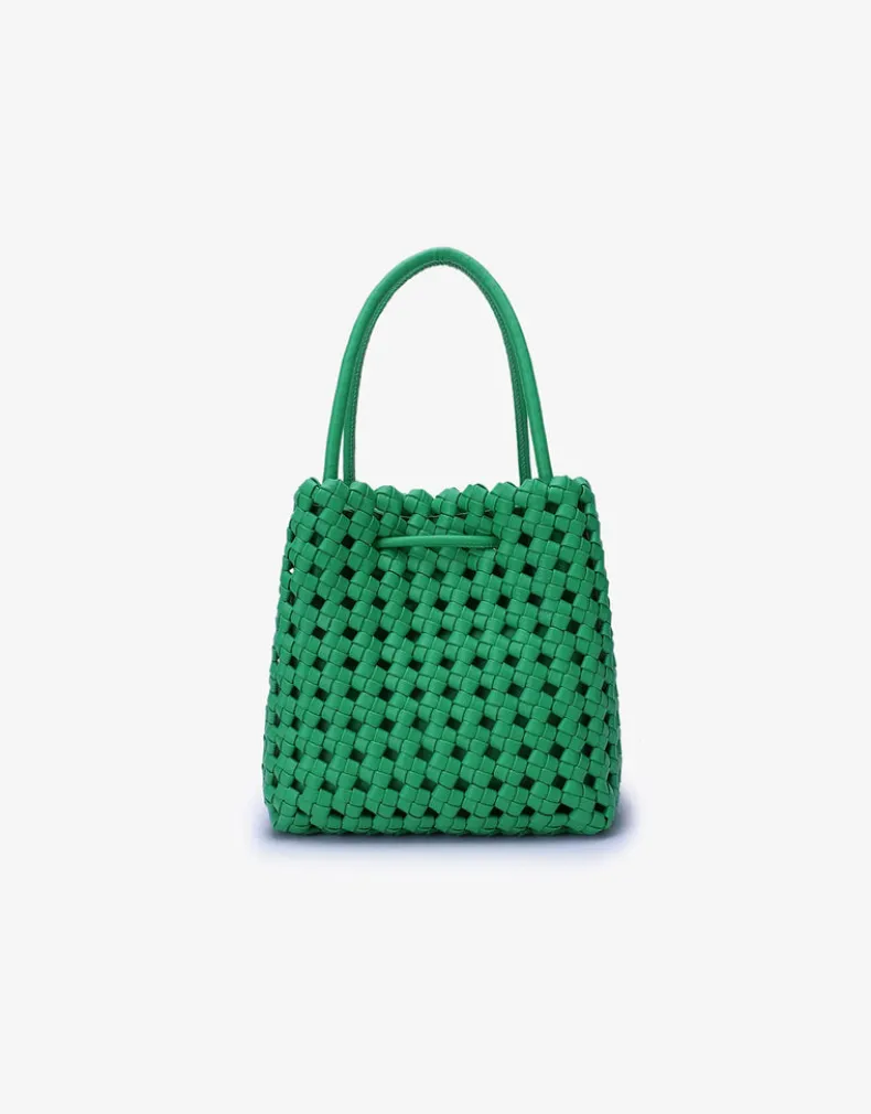 REMI/REID PERRIE BUCKET MINI WOVEN SQUARE BAG - LIME