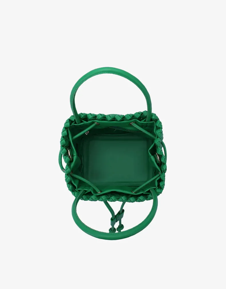 REMI/REID PERRIE BUCKET MINI WOVEN SQUARE BAG - LIME