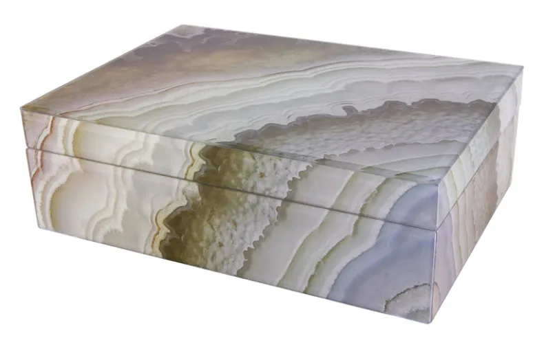 TIZO LARGE DECORATIVE BOX - GREY/BROWN MARBLE
