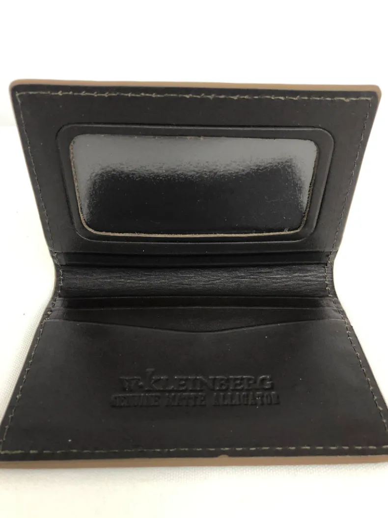 W.KLEINBERG ALLIGATOR ID CARD CASE WALLET - LODEN GREEN