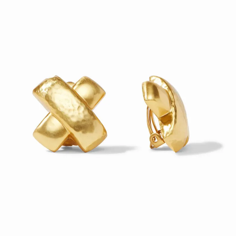 JULIE VOS CATALINA X CLIP EARRING - GOLD