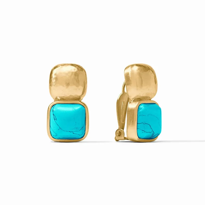 JULIE VOS CATALINA CLIP EARRING - TURQUOISE BLUE