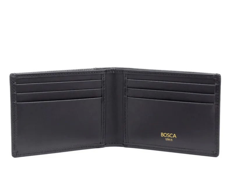 BOSCA 1911 SAFFIANO SMALL BIFOLD WALLET - BLACK