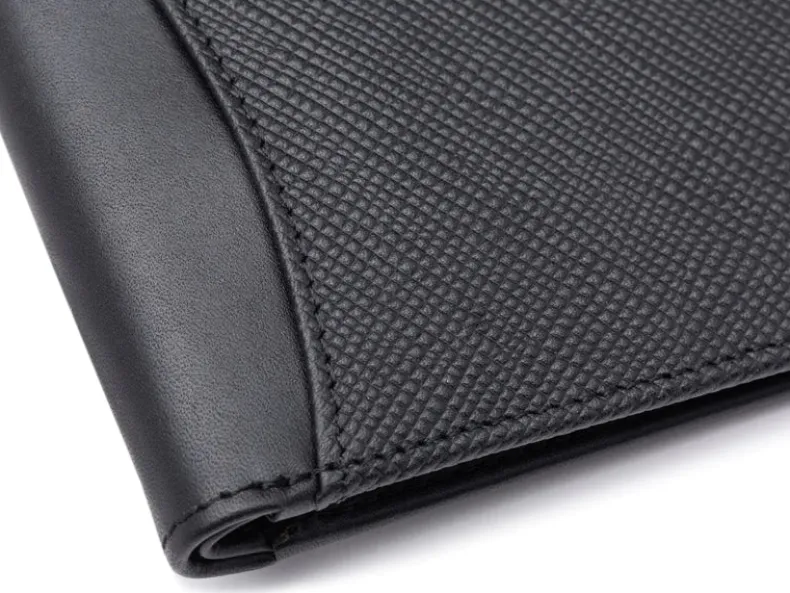 BOSCA 1911 SAFFIANO SMALL BIFOLD WALLET - BLACK