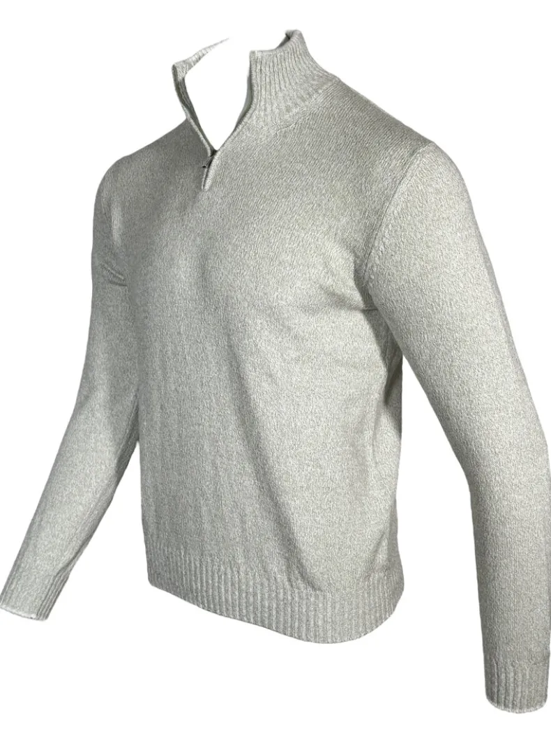 FEDELI BICOLOR 1/4 ZIP SWEATER - GREEN